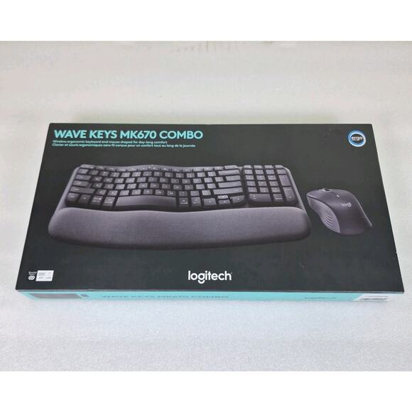Logitech Wave Keys MK670 Combo, Wireless Ergonomic Keyboard w/ Mouse - Black - Picture 1 of 7